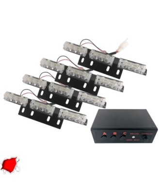 Εξωτερικά Φώτα Πυροσβεστικής STROBO LED 4x3 36W 10-30V IP65 Αδιάβροχα Κόκκινο GloboStar 88945